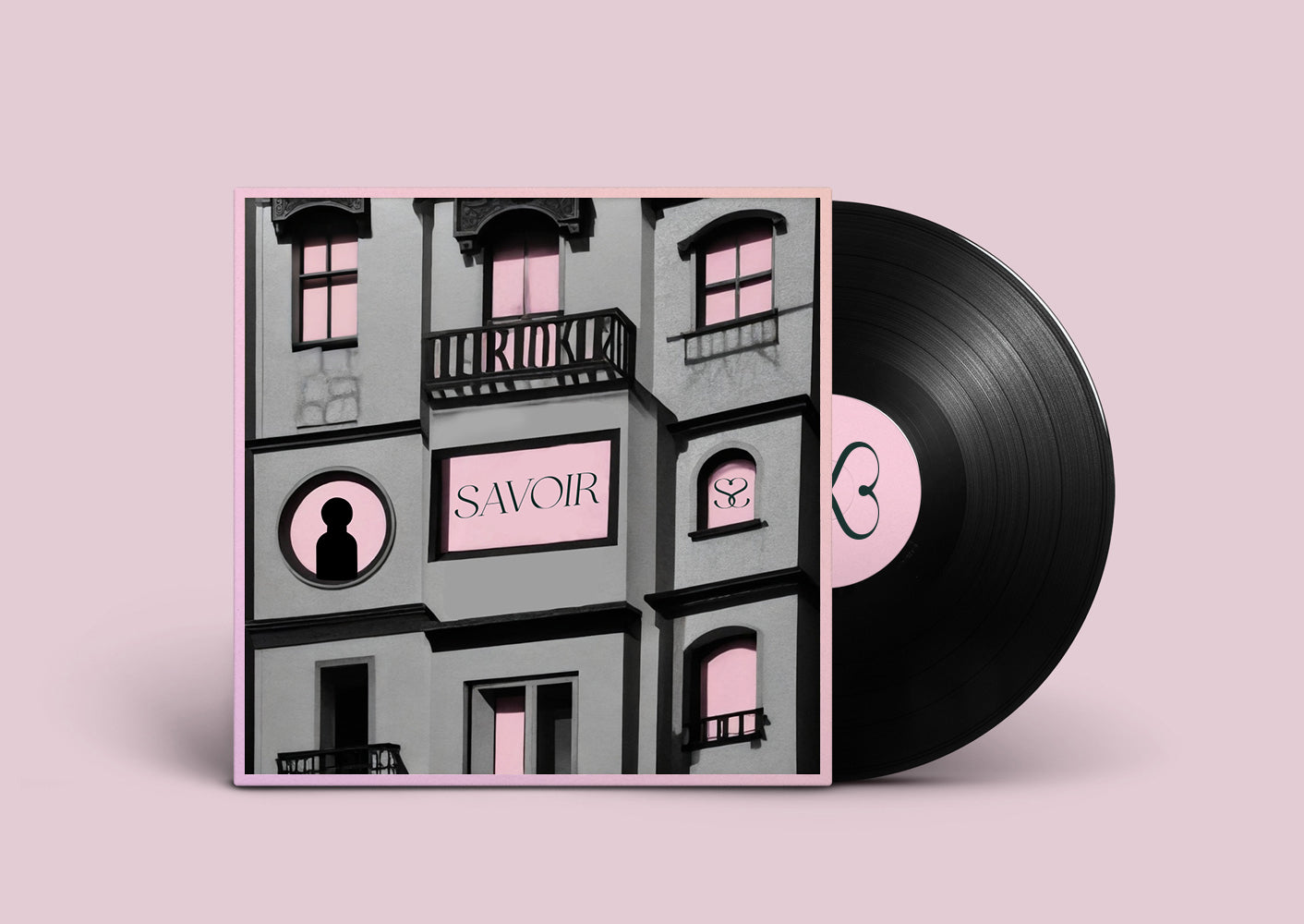 Vinyl record with the SAVOIR icon on it coming out of the record sleeve
